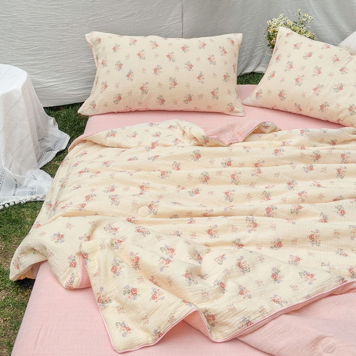 91家纺网 家纺一手货源 找家纺 木楌家居 2026年新款全棉皱皱纱夏被夏凉被空调被夏被四件套 舒窈