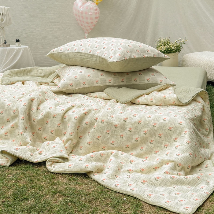 91家纺网 家纺一手货源 找家纺 木楌家居 2026年新款全棉皱皱纱夏被夏凉被空调被夏被四件套 芮瑶