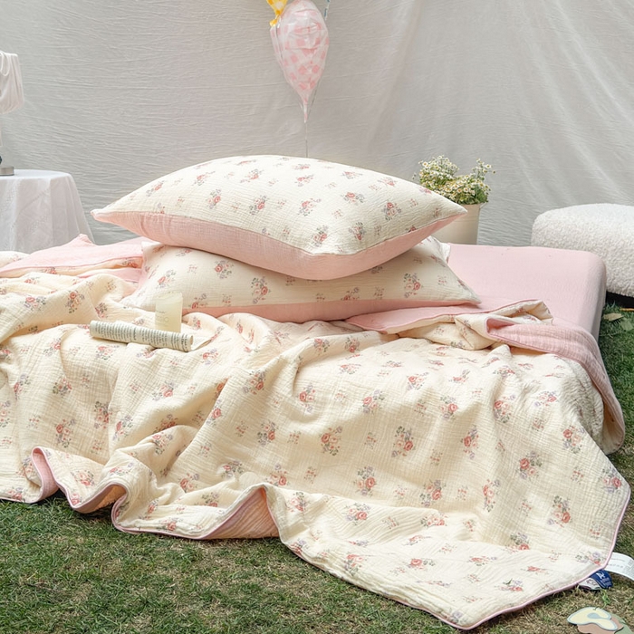 91家纺网 家纺一手货源 找家纺 木楌家居 2026年新款全棉皱皱纱夏被夏凉被空调被夏被四件套 舒窈