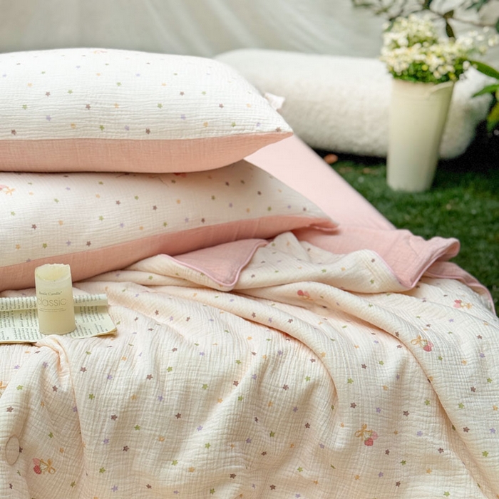 91家纺网 家纺一手货源 找家纺 木楌家居 2026年新款全棉皱皱纱夏被夏凉被空调被夏被四件套 芯萝