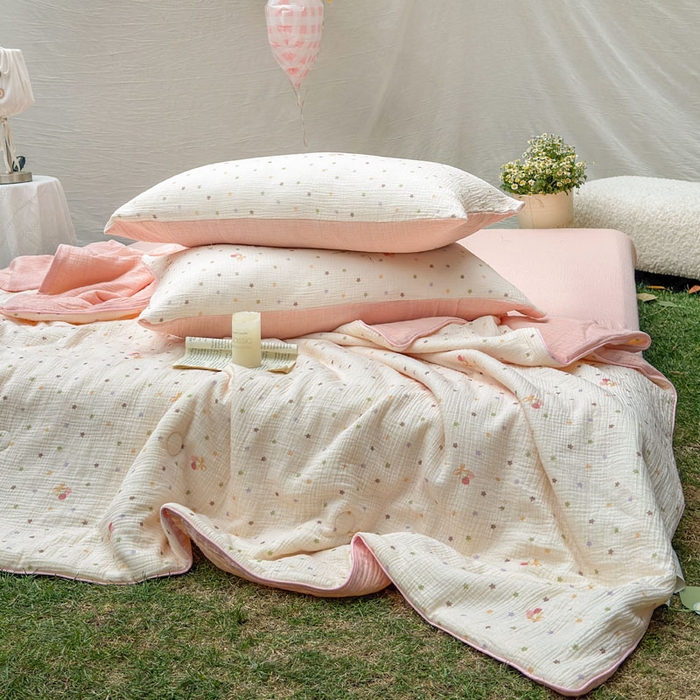 91家纺网 家纺一手货源 找家纺 木楌家居 2026年新款全棉皱皱纱夏被夏凉被空调被夏被四件套 芯萝