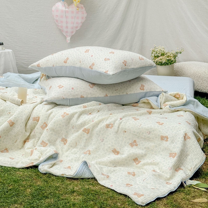 91家纺网 家纺一手货源 找家纺 木楌家居 2026年新款全棉皱皱纱夏被夏凉被空调被夏被四件套 乔木