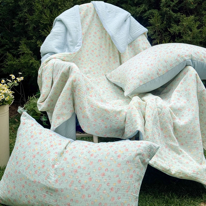 91家纺网 家纺一手货源 找家纺 木楌家居 2026年新款全棉皱皱纱夏被夏凉被空调被夏被四件套 汐言