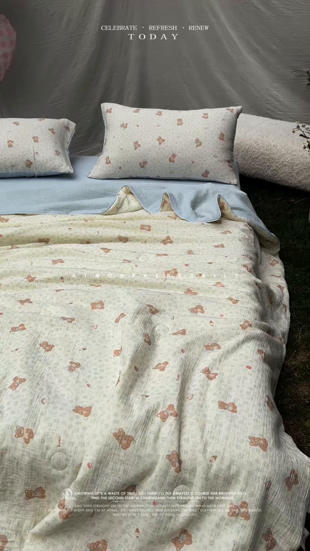 91家纺网 家纺一手货源 找家纺 木楌家居 2026年新款全棉皱皱纱夏被夏凉被空调被夏被四件套 乔木