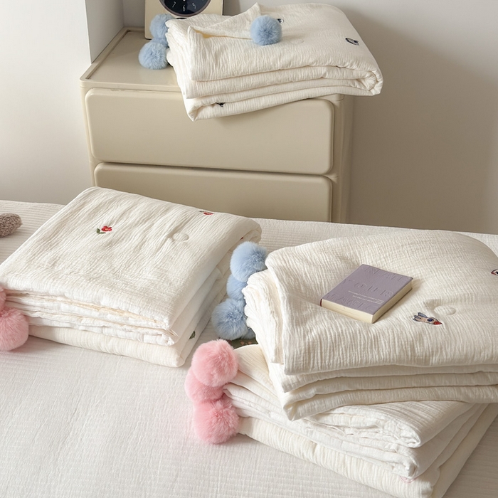 木楌家居 2026新款全棉皱皱纱儿童款夏被床盖四件套 小火箭