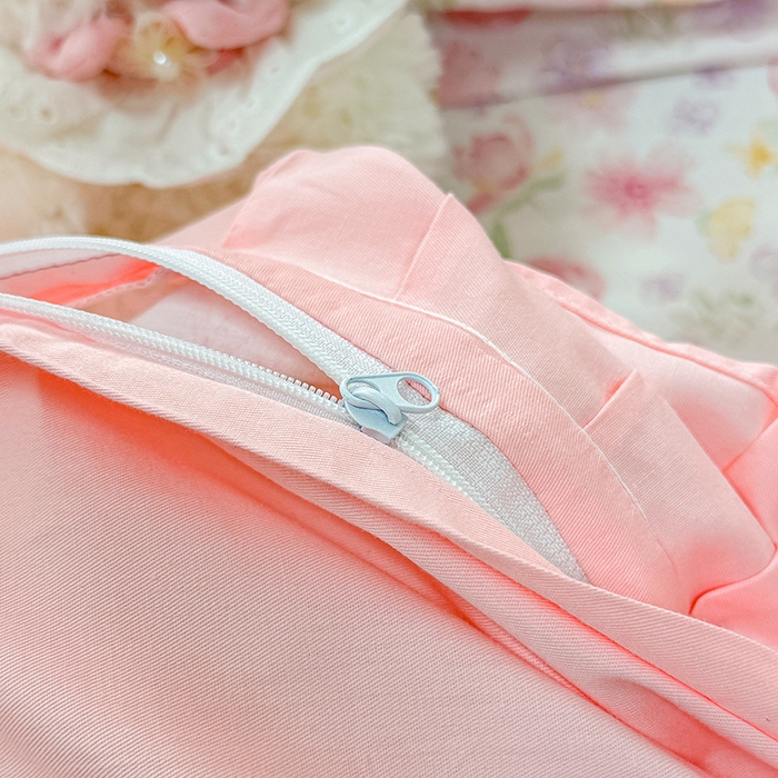 91家纺网 家纺一手货源 找家纺 缦彩 2026新款纯棉花卉公主风大花边床裙四件套 春光里