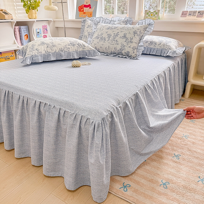 91家纺网 家纺一手货源 找家纺 缦彩 2026新款纯棉花卉公主风大花边床裙四件套 梵夕