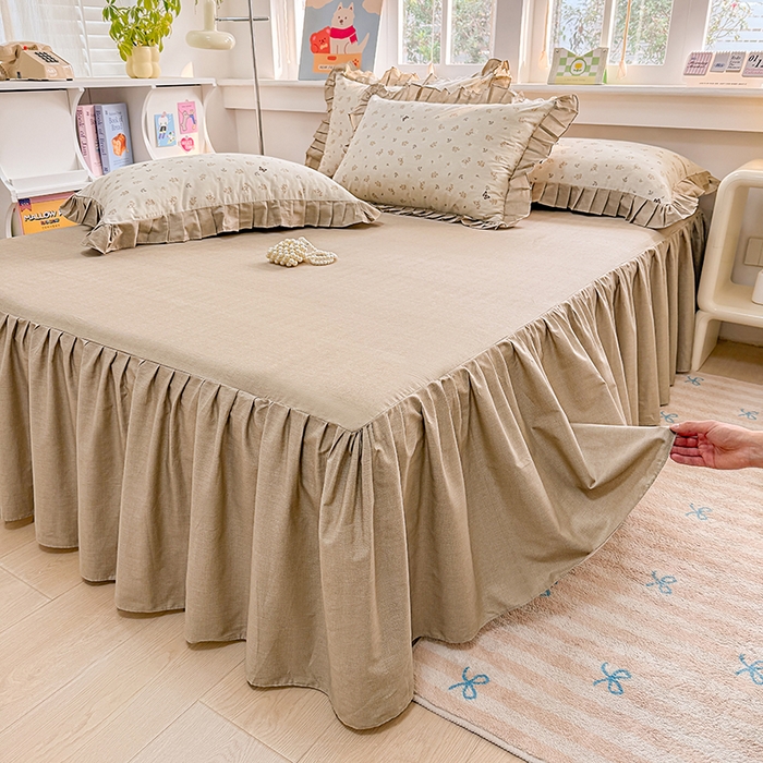 91家纺网 家纺一手货源 找家纺 缦彩 2026新款纯棉花卉公主风大花边床裙四件套 奢香夫人