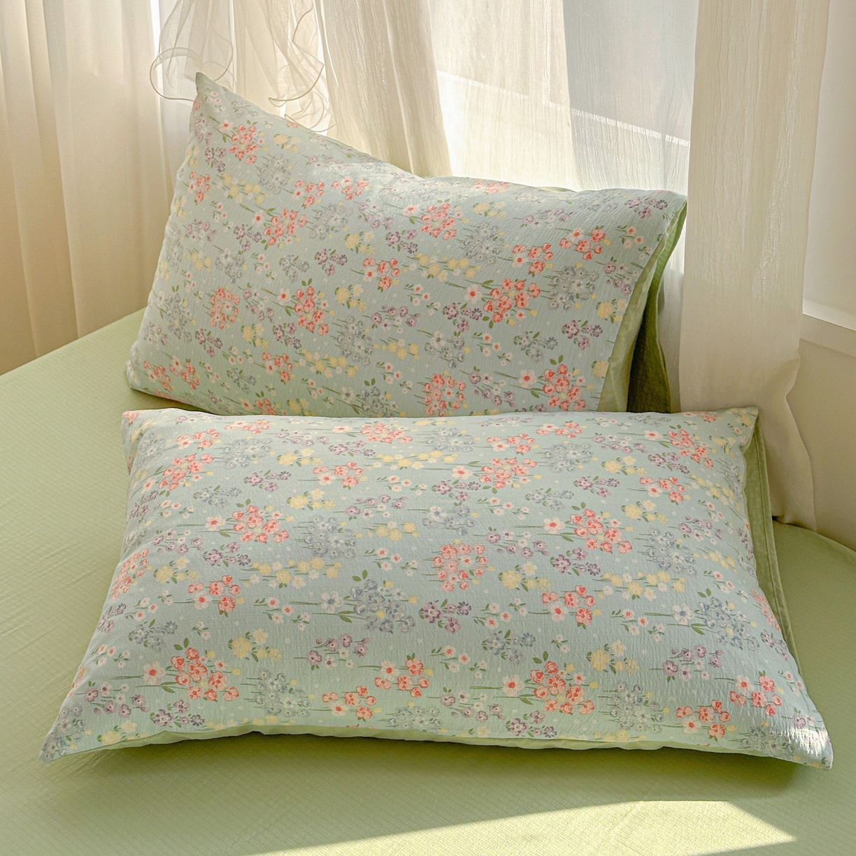 91家纺网 家纺一手货源 找家纺 （总）赫然家纺 2026春夏新款云感皱皱纱单枕套 枕套单件