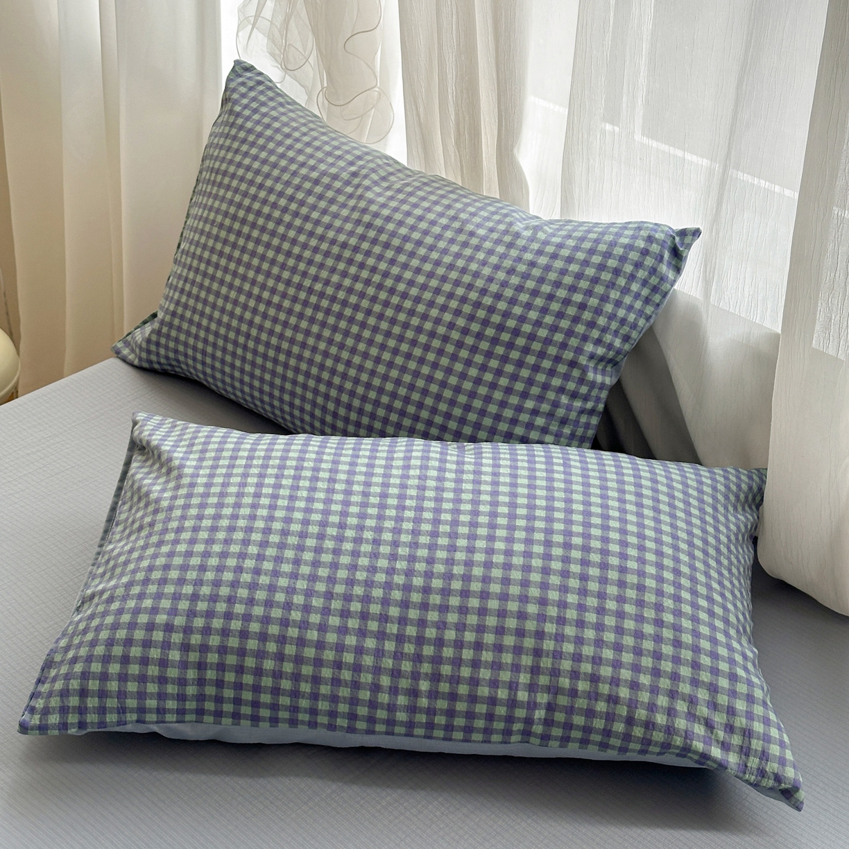 91家纺网 家纺一手货源 找家纺 （总）赫然家纺 2026春夏新款云感皱皱纱单枕套 枕套单件