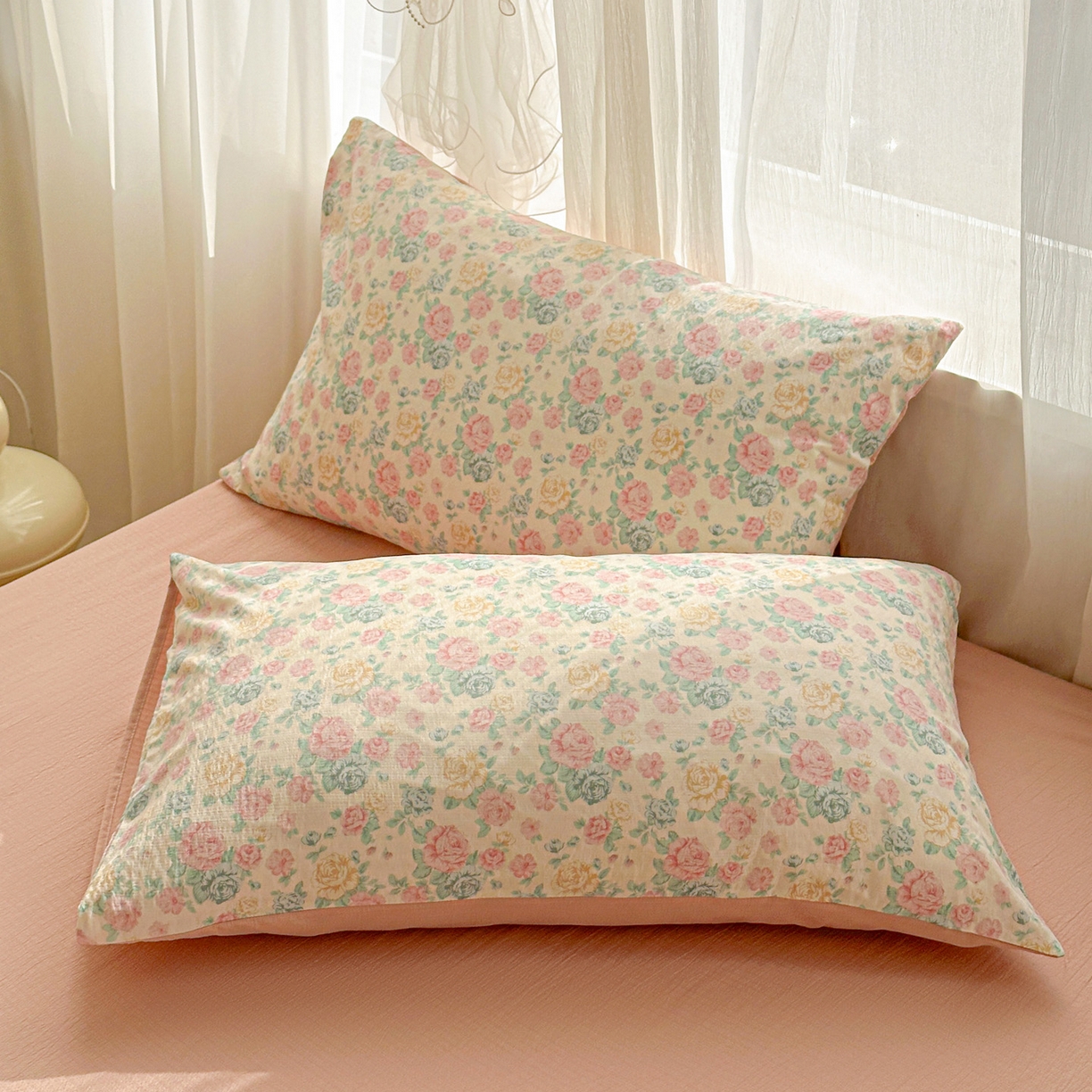 赫然家纺 2026春夏新款云感皱皱纱单枕套 枕套单件 陌上花开