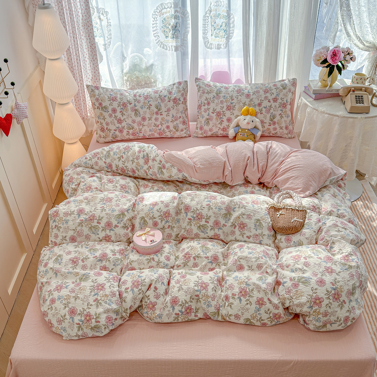 91家纺网 家纺一手货源 找家纺 （总）竹合家纺 2026春夏新品高克重A类泡芙纱泡泡皱皱纱四件套