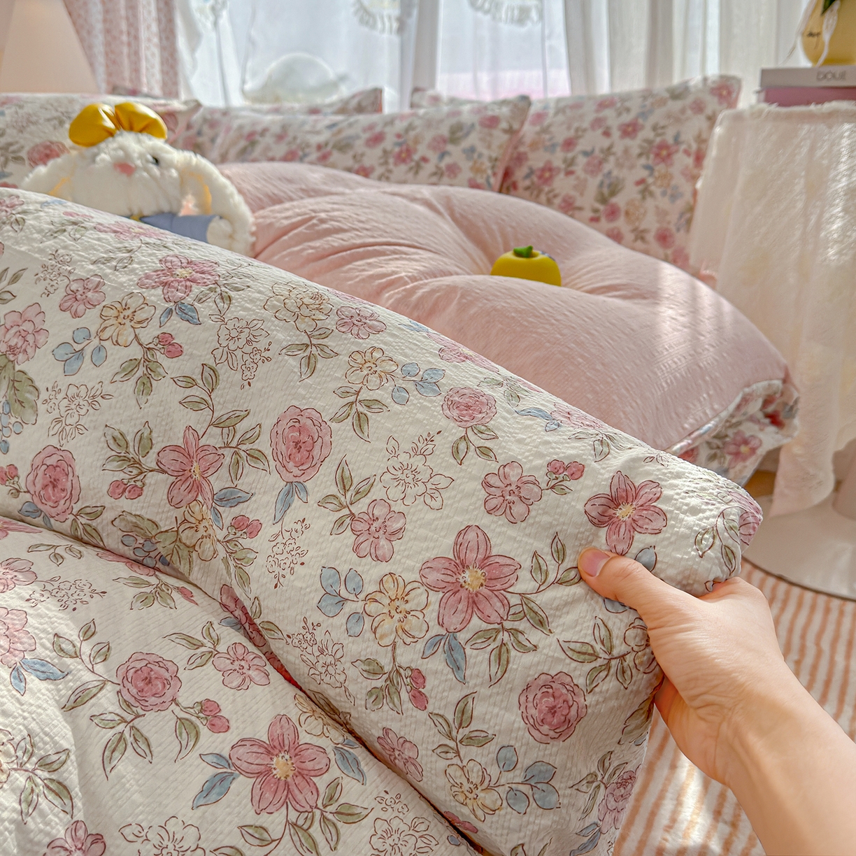 91家纺网 家纺一手货源 找家纺 （总）竹合家纺 2026春夏新品高克重A类泡芙纱泡泡皱皱纱四件套