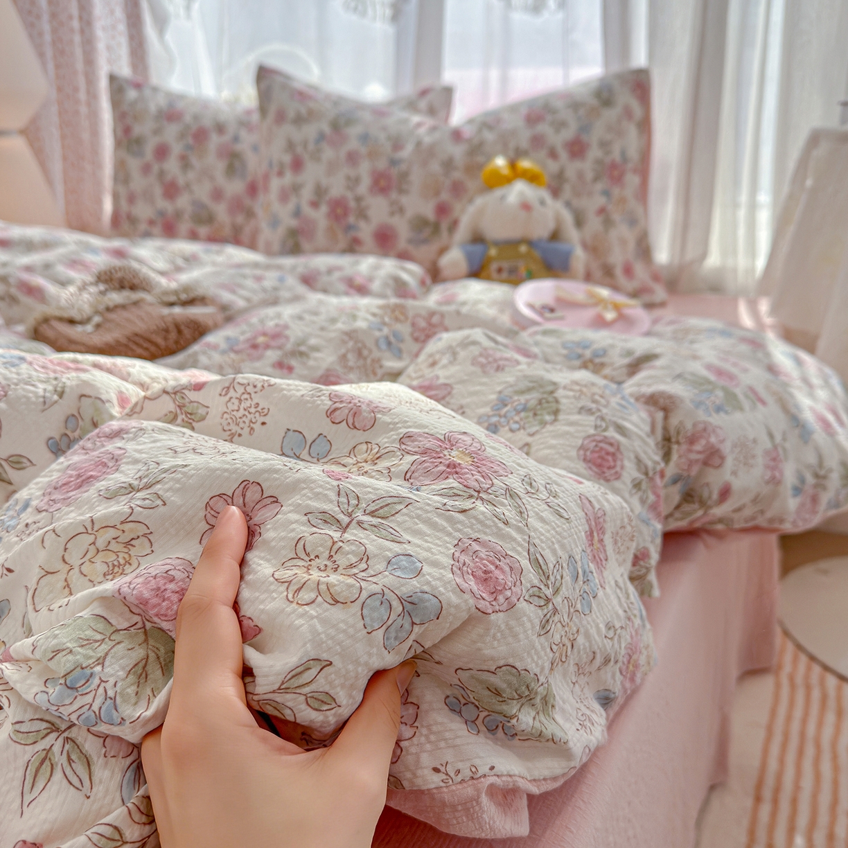 91家纺网 家纺一手货源 找家纺 （总）竹合家纺 2026春夏新品高克重A类泡芙纱泡泡皱皱纱四件套