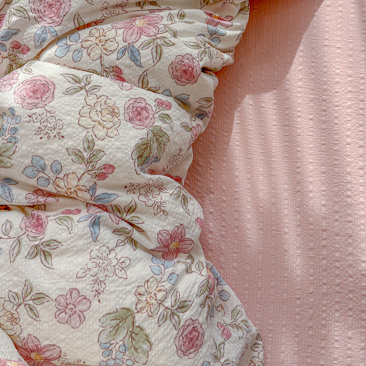 91家纺网 家纺一手货源 找家纺 （总）竹合家纺 2026春夏新品高克重A类泡芙纱泡泡皱皱纱四件套