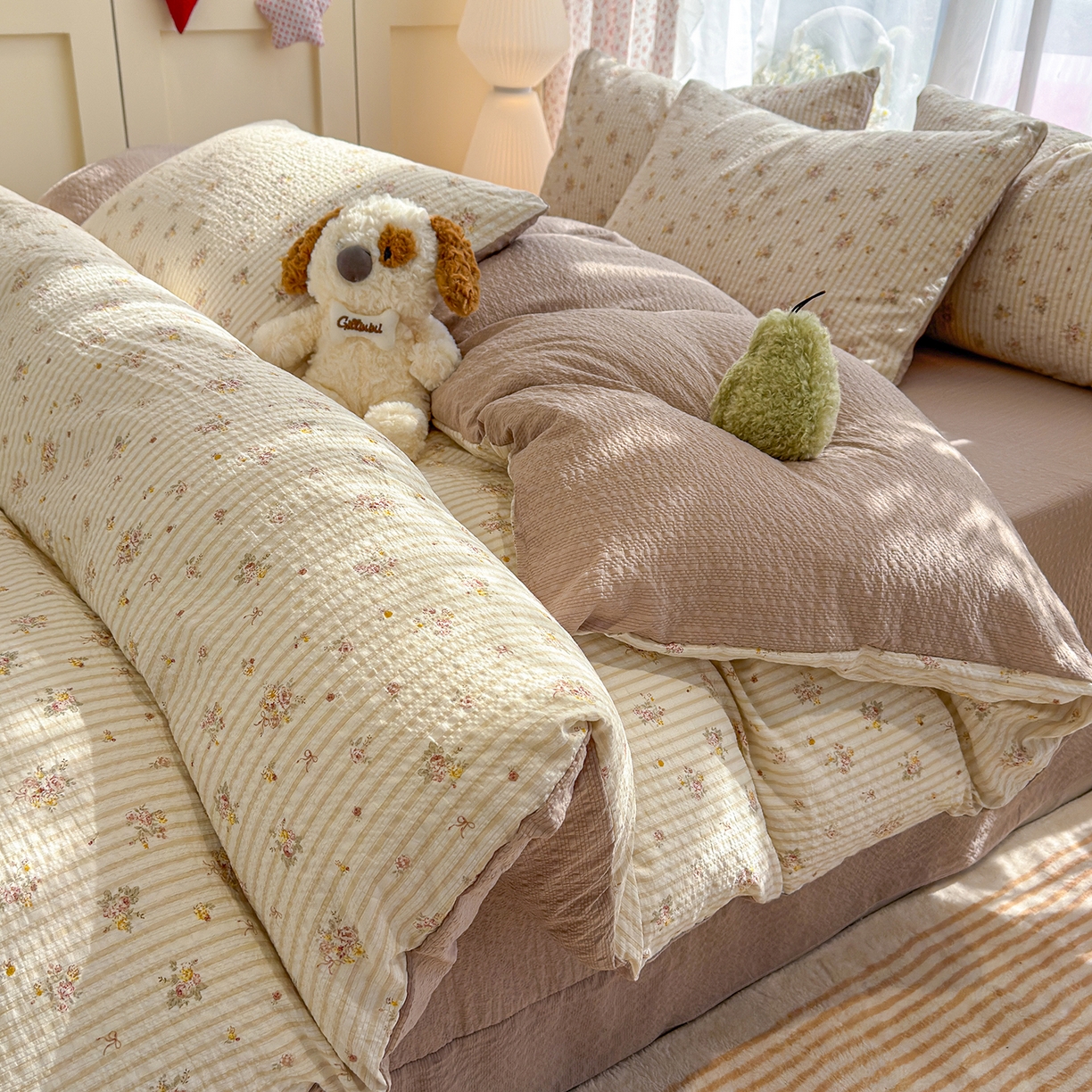 91家纺网 家纺一手货源 找家纺 （总）竹合家纺 2026春夏新品高克重A类泡芙纱泡泡皱皱纱四件套