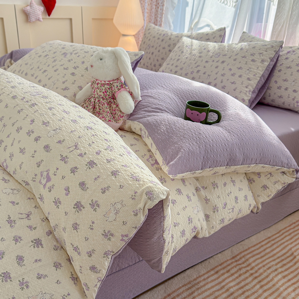 91家纺网 家纺一手货源 找家纺 （总）竹合家纺 2026春夏新品高克重A类泡芙纱泡泡皱皱纱四件套