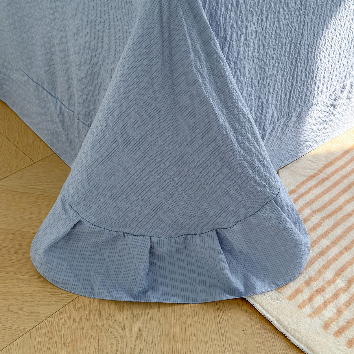 91家纺网 家纺一手货源 找家纺 竹合家纺 2026春夏新品高克重A类泡芙纱泡泡皱皱纱四件套 禾里