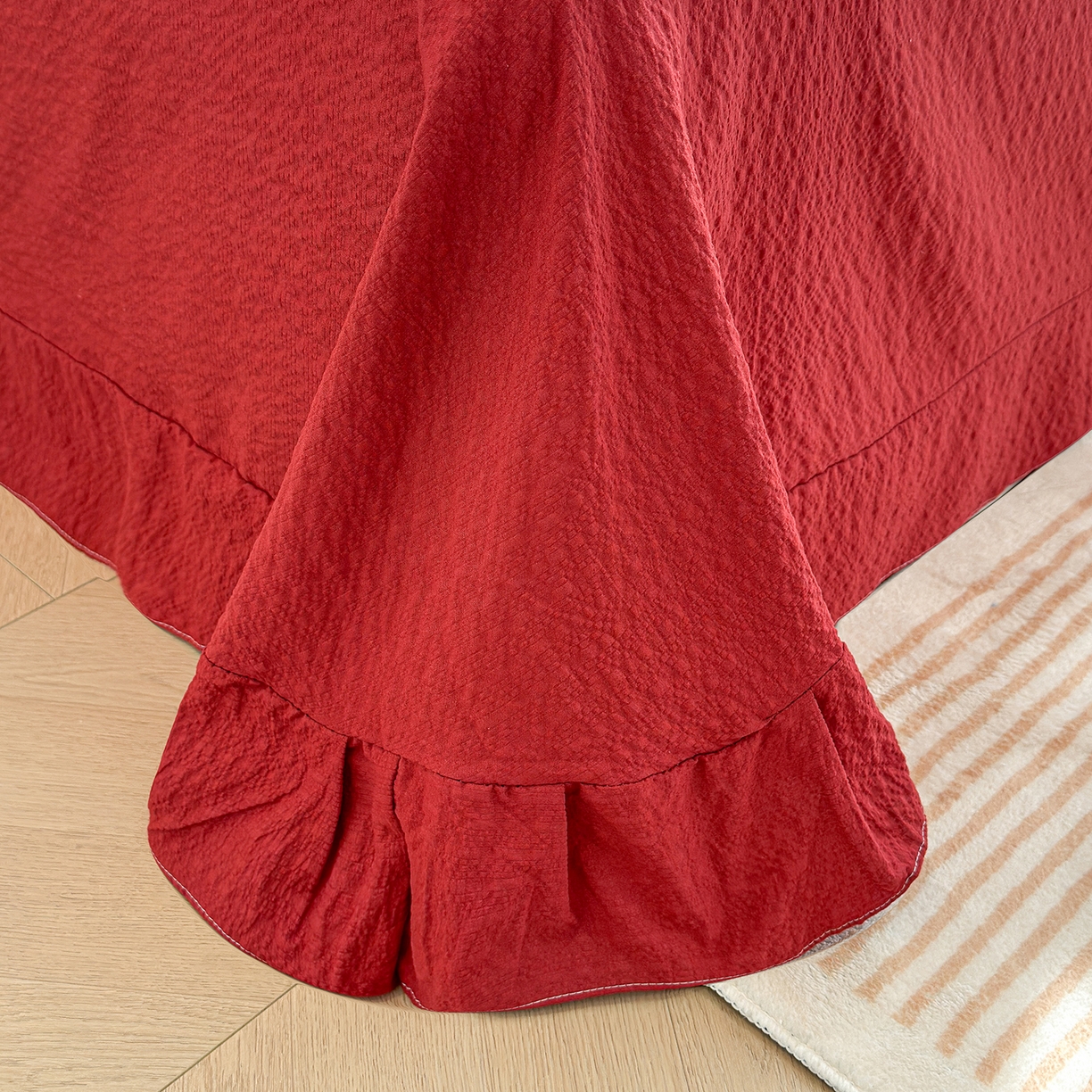 91家纺网 家纺一手货源 找家纺 竹合家纺 2026春夏新品高克重A类泡芙纱泡泡皱皱纱四件套 复古结美