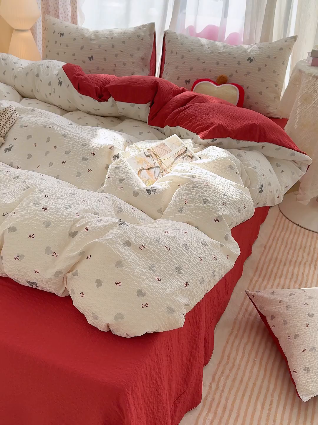 91家纺网 家纺一手货源 找家纺 竹合家纺 2026春夏新品高克重A类泡芙纱泡泡皱皱纱四件套 复古结美