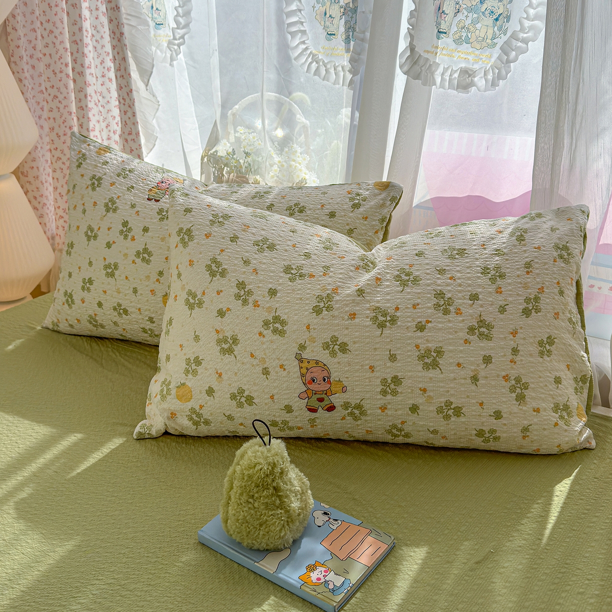 91家纺网 家纺一手货源 找家纺 竹合家纺 2026春夏新品高克重A类泡芙纱泡泡皱皱纱四件套 星星仔