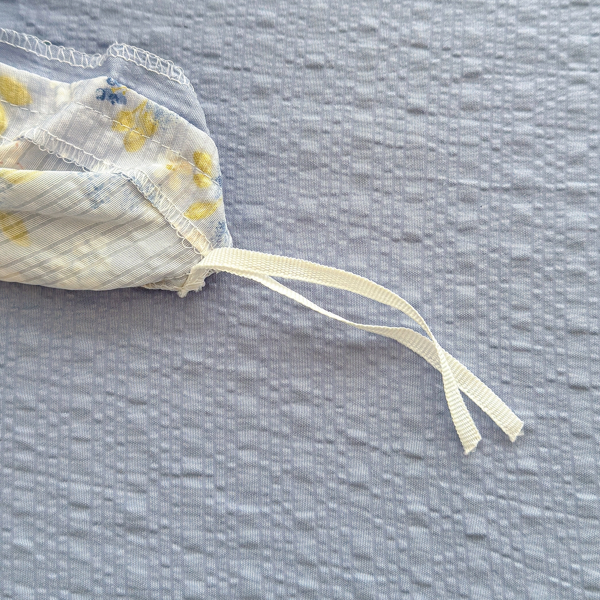 91家纺网 家纺一手货源 找家纺 竹合家纺 2026春夏新品高克重A类泡芙纱泡泡皱皱纱四件套 初见一蓝