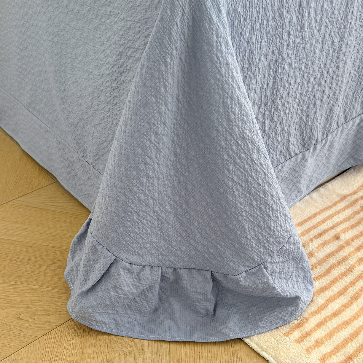 91家纺网 家纺一手货源 找家纺 竹合家纺 2026春夏新品高克重A类泡芙纱泡泡皱皱纱四件套 马到成功