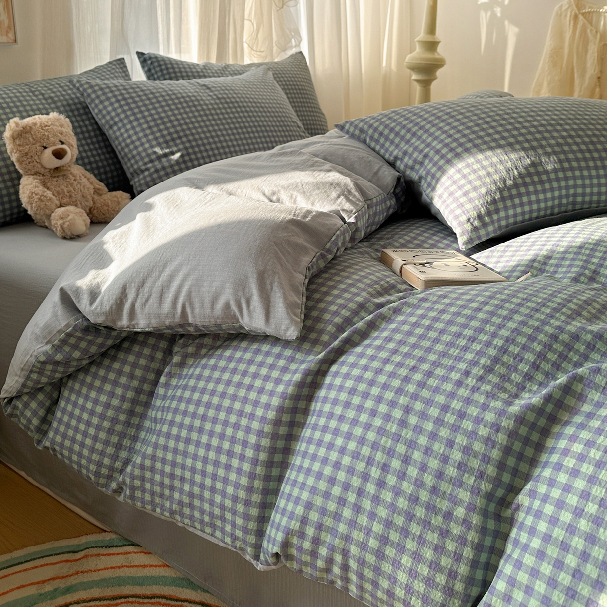 91家纺网 家纺一手货源 找家纺 （总）赫然家纺 2026春夏新款云感皱皱纱四件套套件