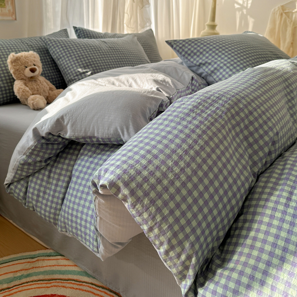 91家纺网 家纺一手货源 找家纺 （总）赫然家纺 2026春夏新款云感皱皱纱四件套套件