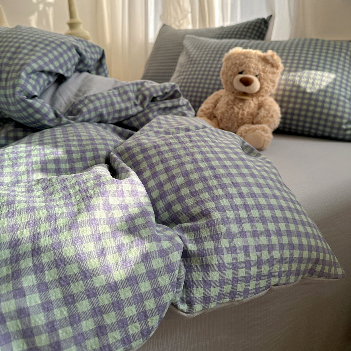 91家纺网 家纺一手货源 找家纺 （总）赫然家纺 2026春夏新款云感皱皱纱四件套套件