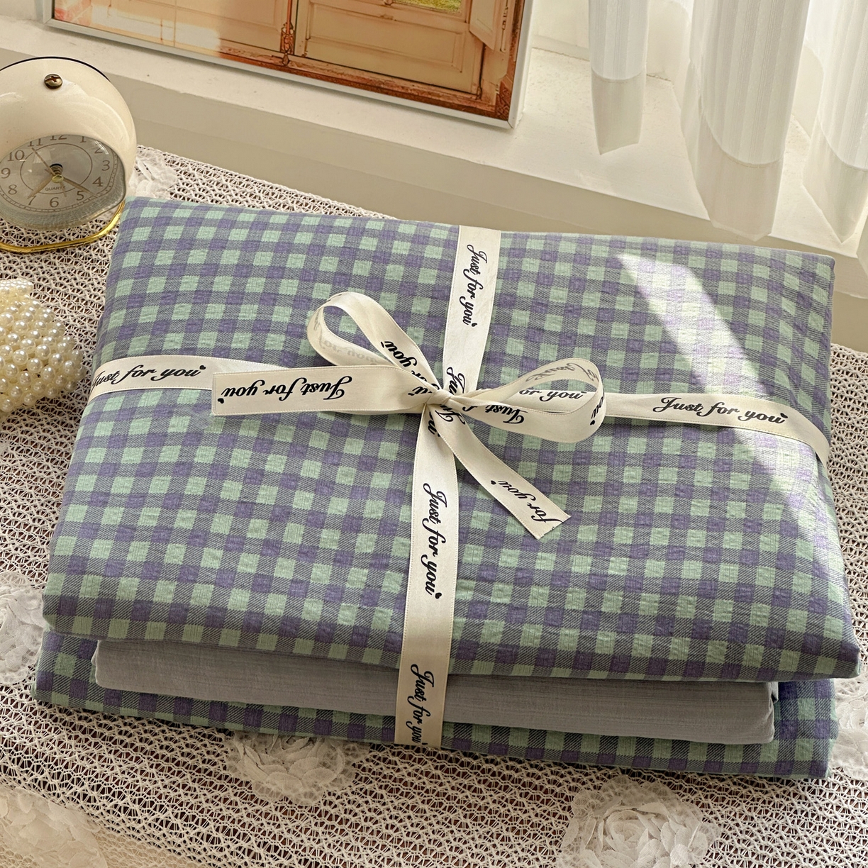 91家纺网 家纺一手货源 找家纺 （总）赫然家纺 20226春夏新款云感皱皱纱单被套 被套单件