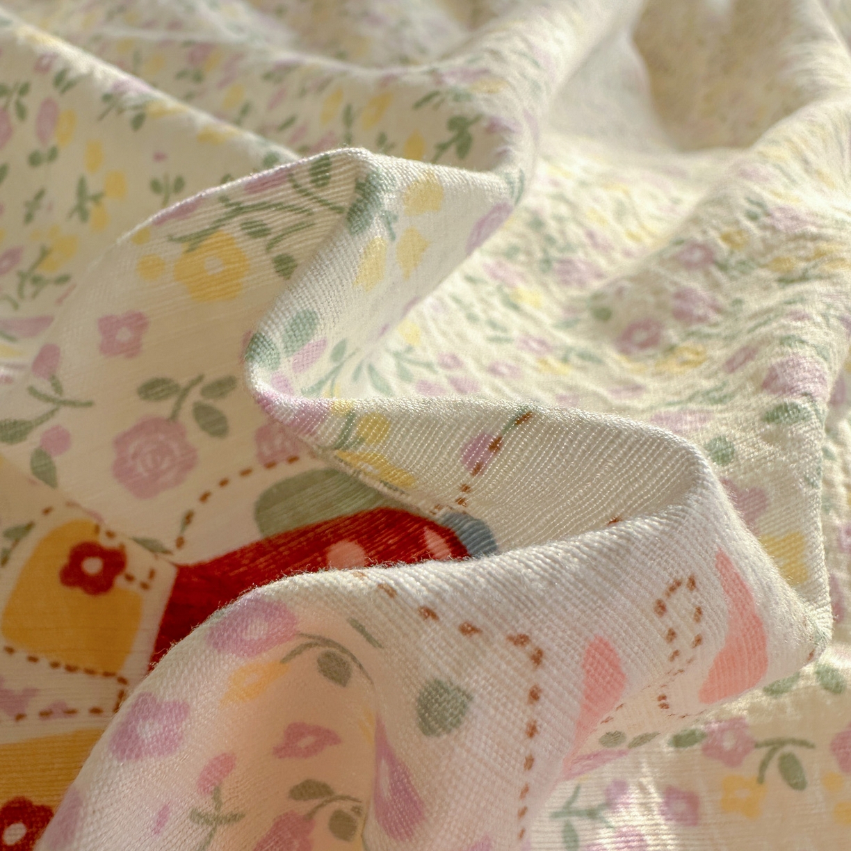 91家纺网 家纺一手货源 找家纺 赫然家纺 20226春夏新款云感皱皱纱单被套 被套单件 花海兔