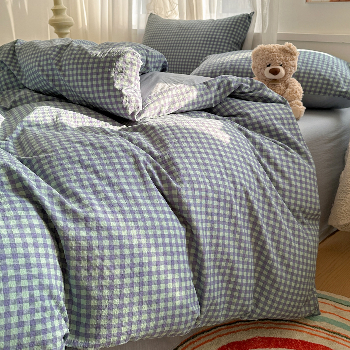 91家纺网 家纺一手货源 找家纺 赫然家纺 20226春夏新款云感皱皱纱单被套 被套单件 北欧格