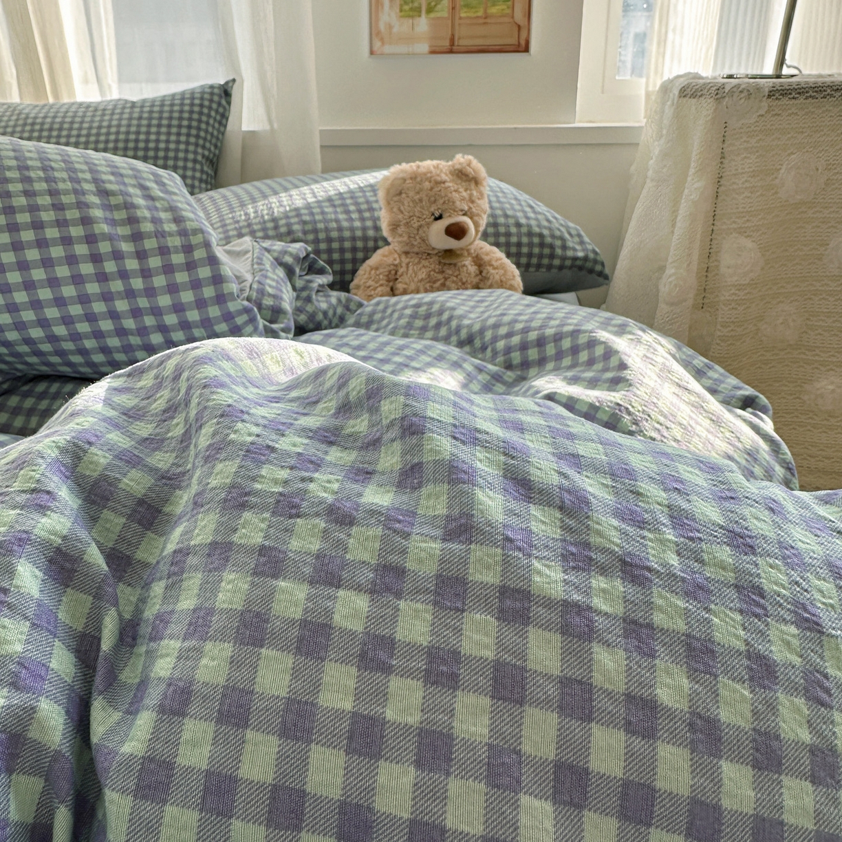 91家纺网 家纺一手货源 找家纺 赫然家纺 20226春夏新款云感皱皱纱单被套 被套单件 北欧格