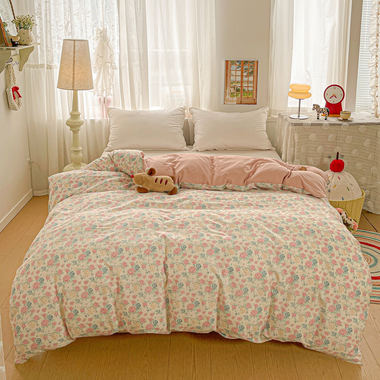 赫然家纺 20226春夏新款云感皱皱纱单被套 被套单件 陌上花开