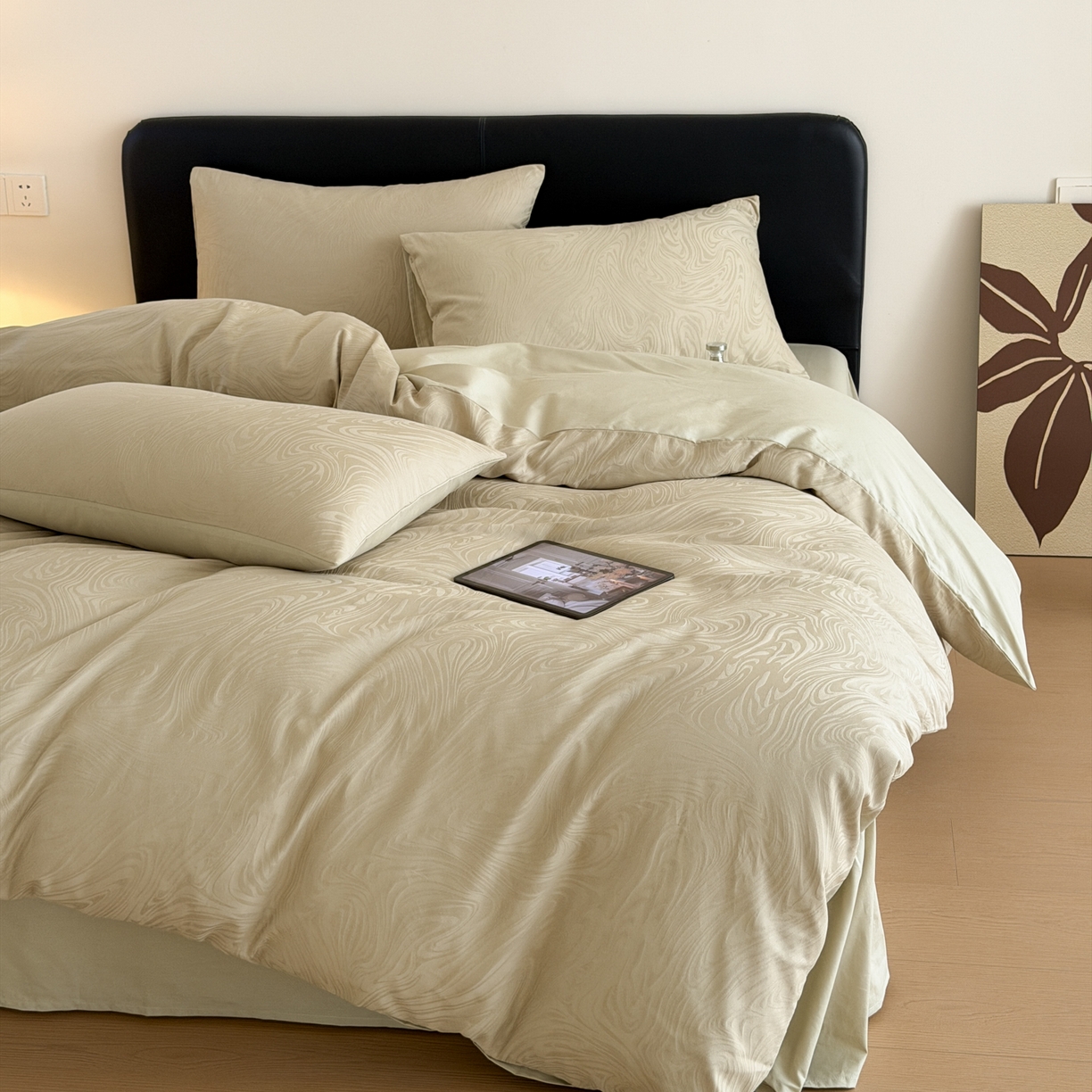 91家纺网 家纺一手货源 找家纺 （总）优彩 2026春夏新款60支浮雕提花全棉纯棉四件套