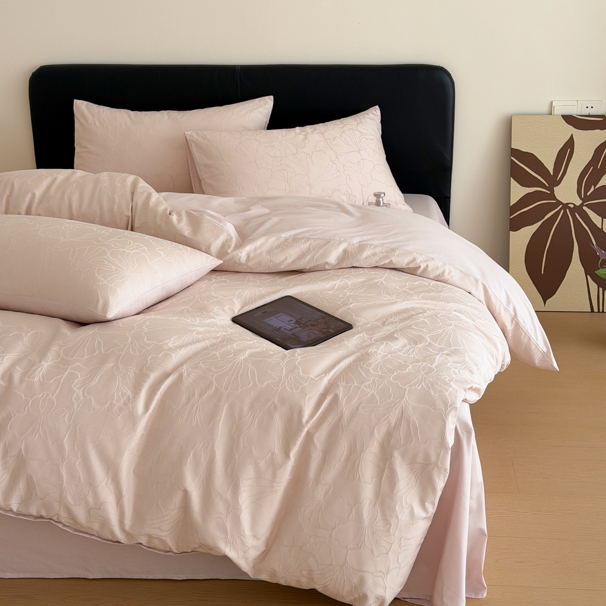 91家纺网 家纺一手货源 找家纺 （总）优彩 2026春夏新款60支浮雕提花全棉纯棉四件套