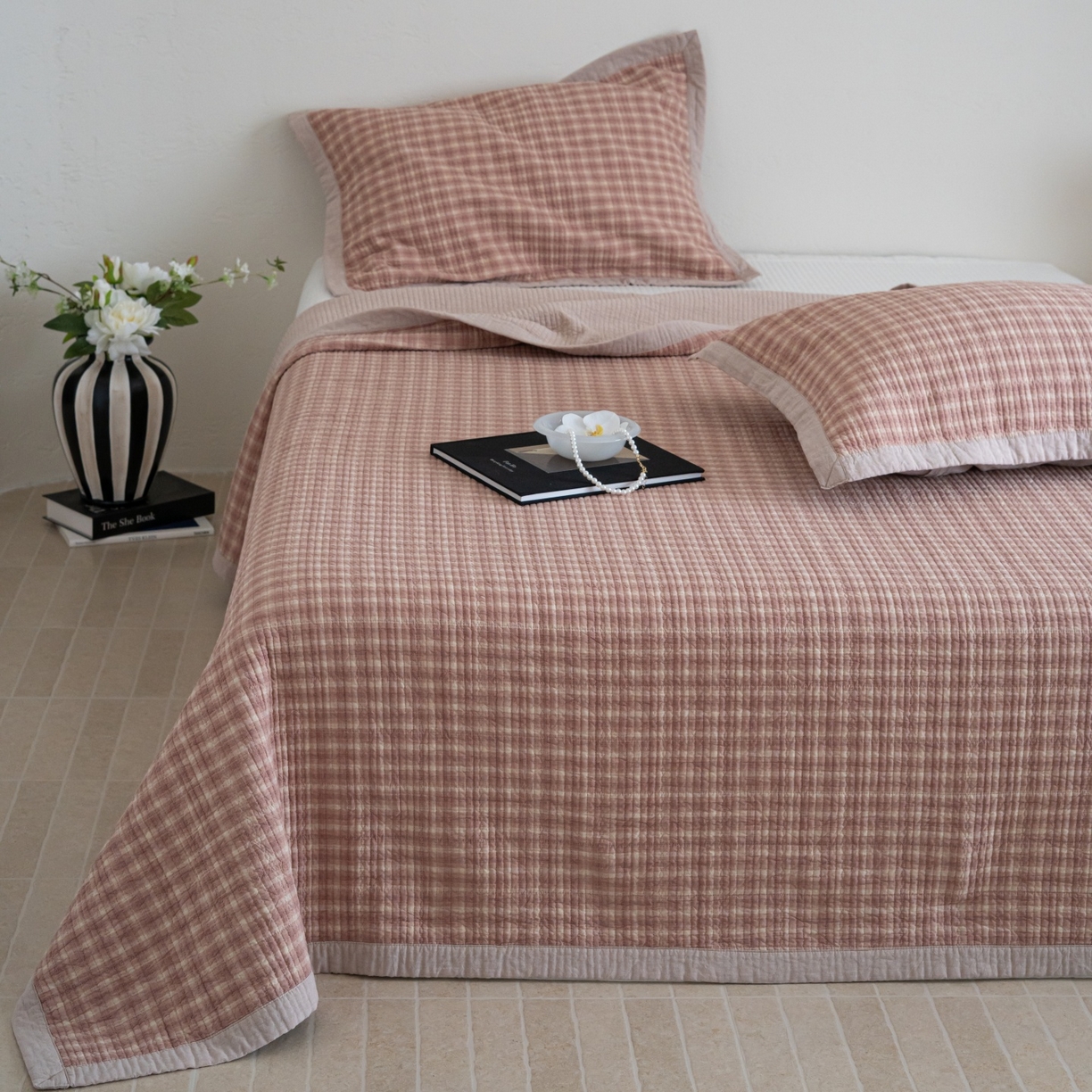 床盖工厂店 2026新款新疆棉花床盖单品床盖单件三件套 浣花-粉