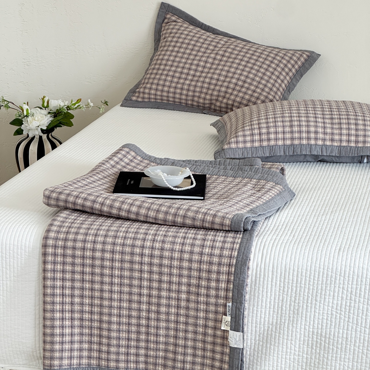 91家纺网 家纺一手货源 找家纺 床盖工厂店 2026新款新疆棉花床盖单品床盖单件三件套 浣花-灰