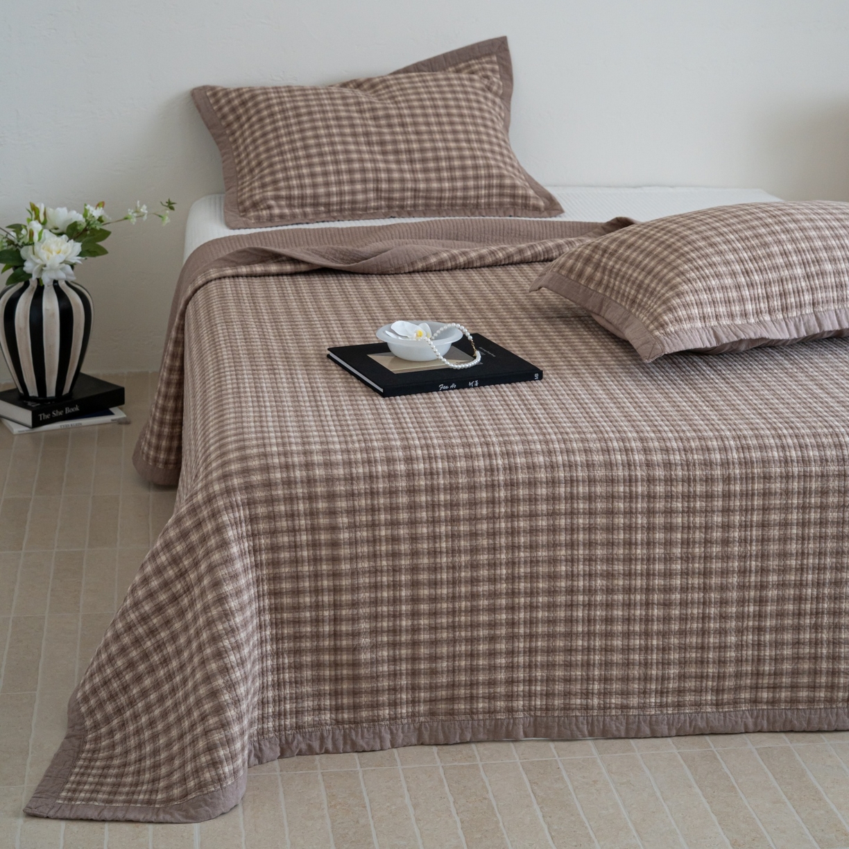 床盖工厂店 2026新款新疆棉花床盖单品床盖单件三件套 浣花-咖