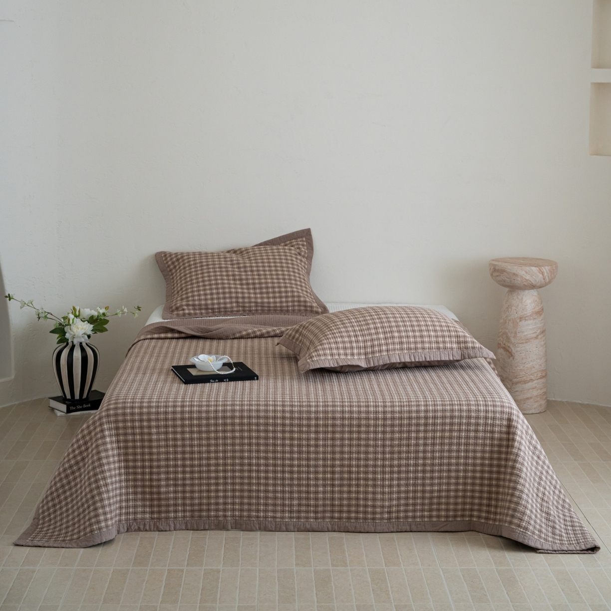 91家纺网 家纺一手货源 找家纺 床盖工厂店 2026新款新疆棉花床盖单品床盖单件三件套 浣花-咖