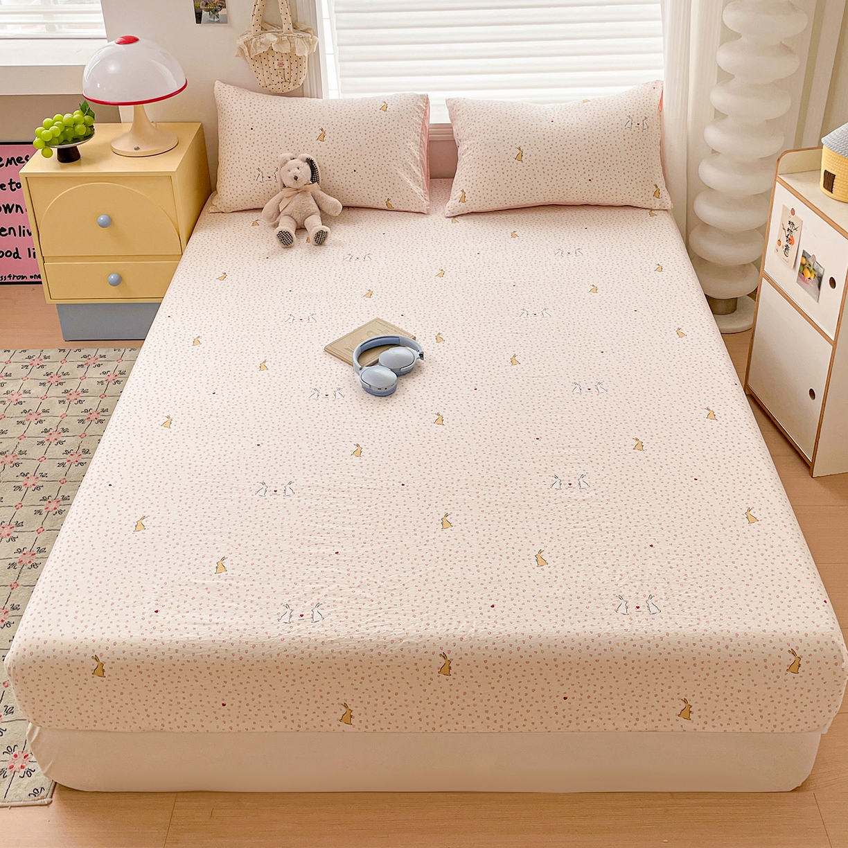 91家纺网 家纺一手货源 找家纺 （总）立森 2026春夏新款云感皱皱纱泡芙纱床笠单枕套系列-叠拍图