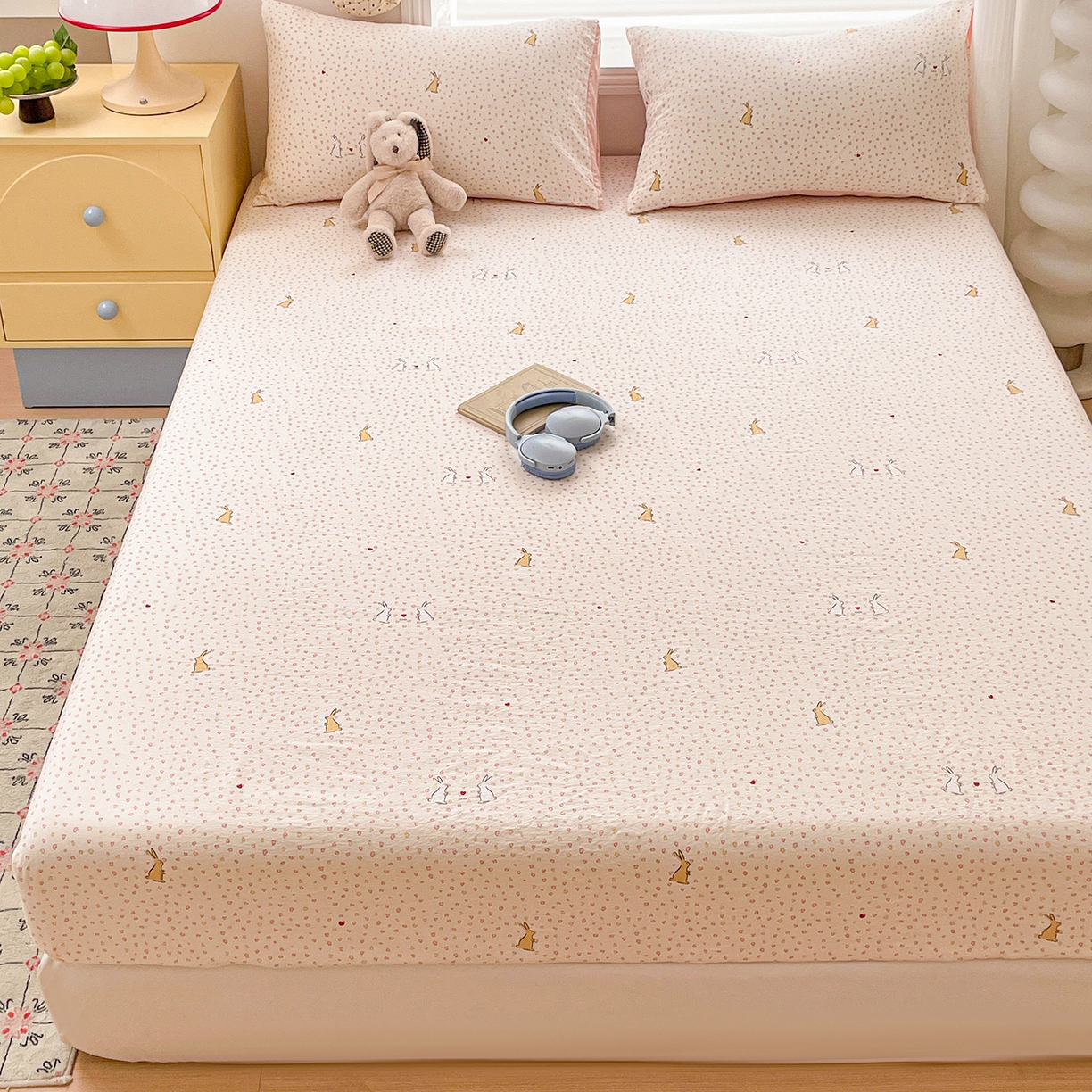 91家纺网 家纺一手货源 找家纺 （总）立森 2026春夏新款云感皱皱纱泡芙纱床笠单枕套系列-叠拍图