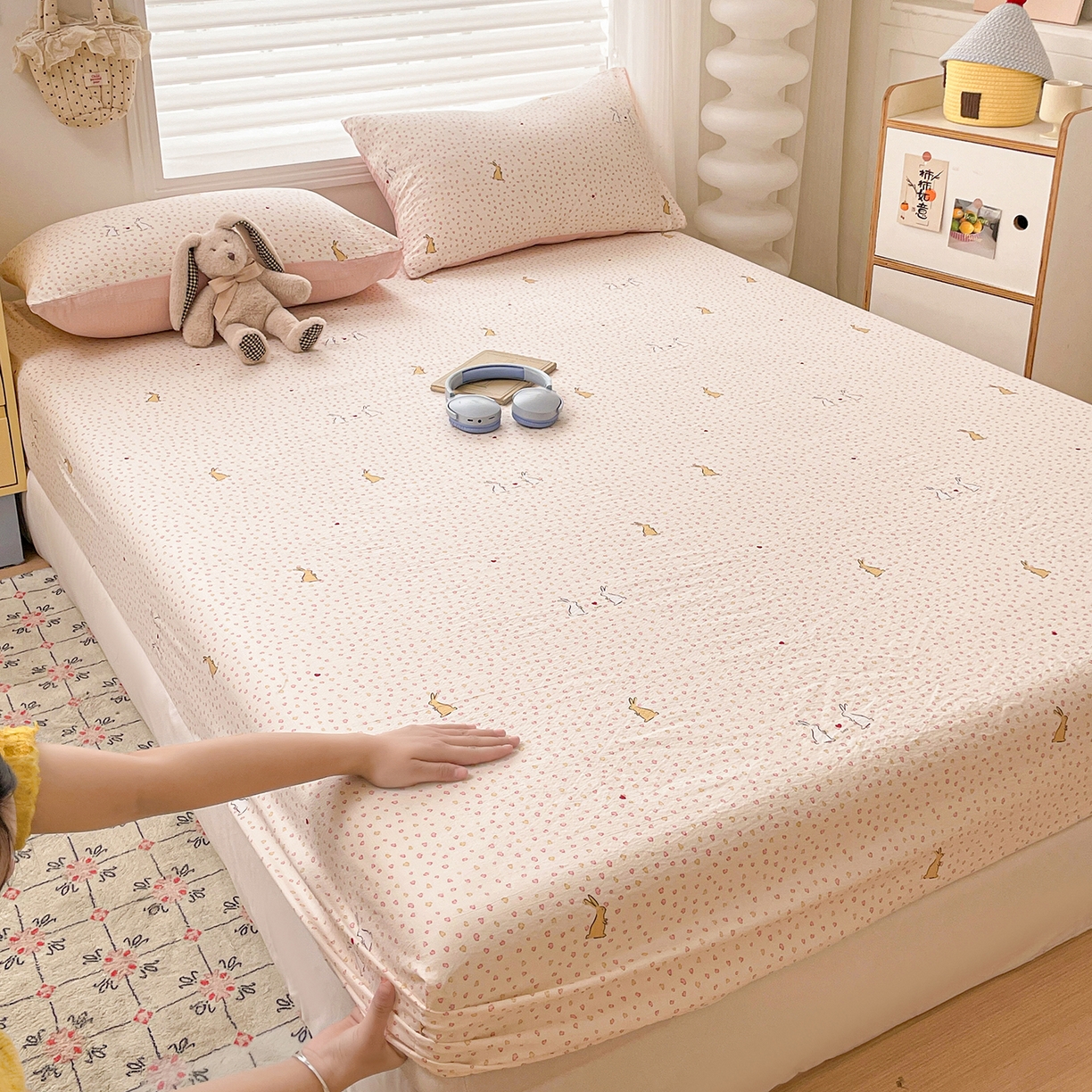 91家纺网 家纺一手货源 找家纺 （总）立森 2026春夏新款云感皱皱纱泡芙纱床笠单枕套系列-叠拍图