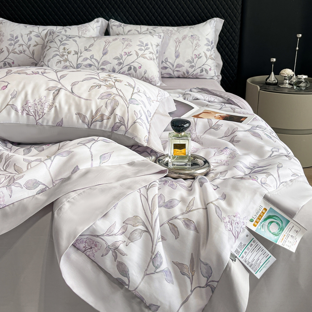 91家纺网 家纺一手货源 找家纺 迷尚家居 2026新款夏被100%莱赛尔数码印花夏被四件套50支天丝夏被 蔓月-夏被款