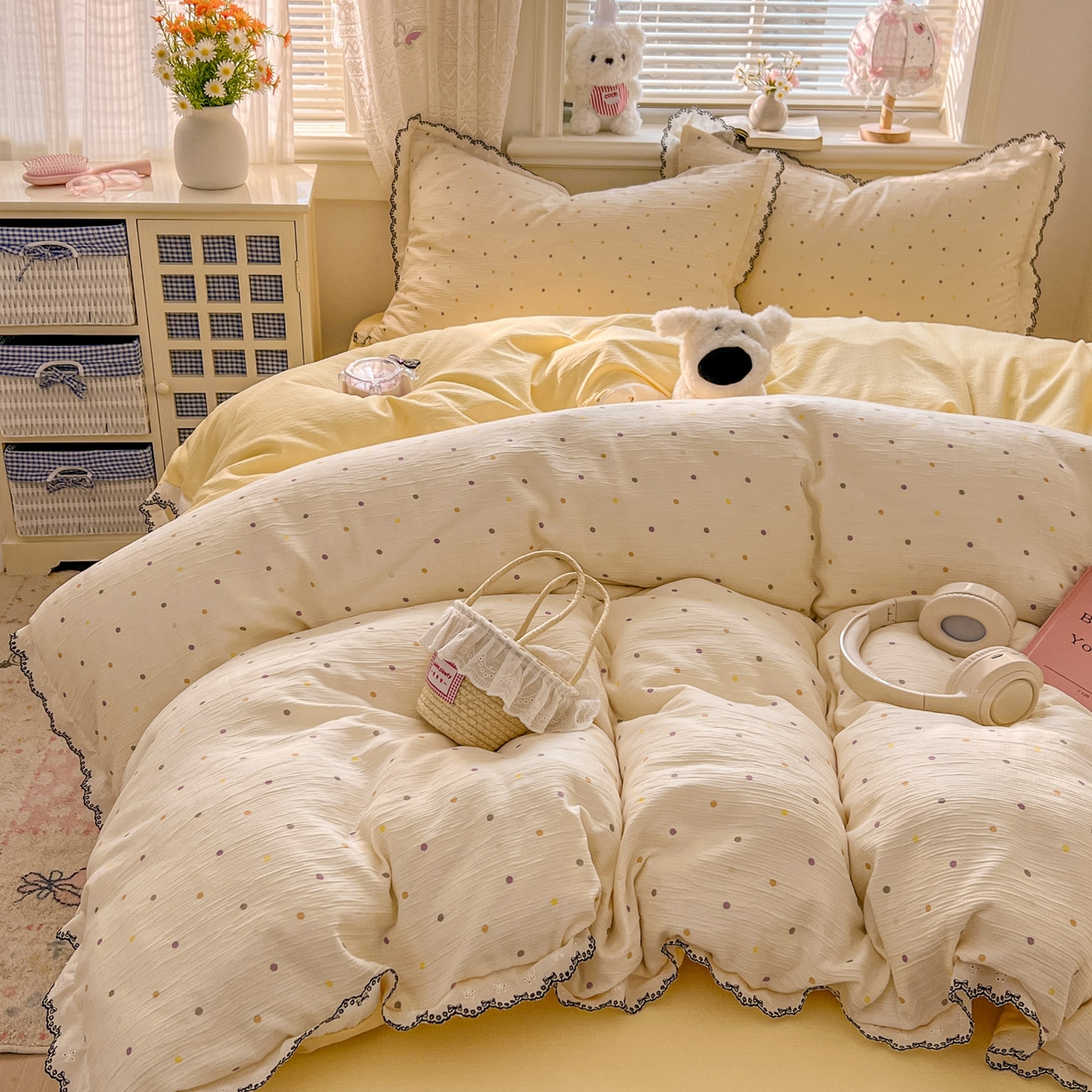 91家纺网 家纺一手货源 找家纺 （总）晚爱家纺（原晚安家居） 2026新款蕾丝刺绣花边韩版少女公主风三层纱四件套