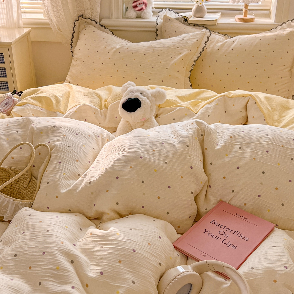 91家纺网 家纺一手货源 找家纺 （总）晚爱家纺（原晚安家居） 2026新款蕾丝刺绣花边韩版少女公主风三层纱四件套