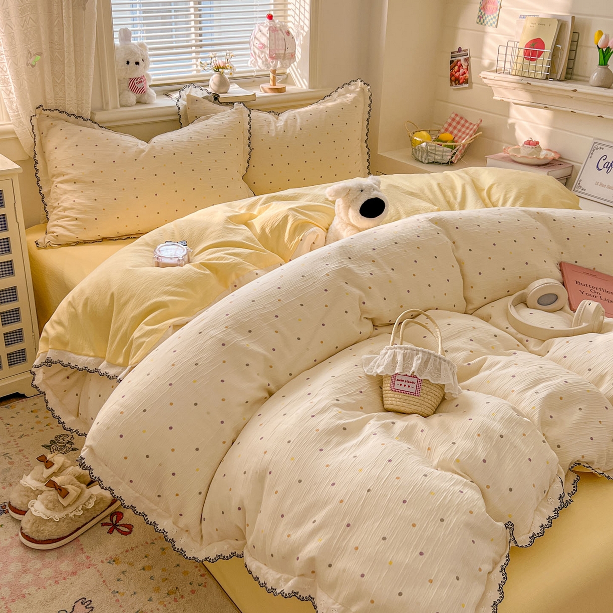 91家纺网 家纺一手货源 找家纺 （总）晚爱家纺（原晚安家居） 2026新款蕾丝刺绣花边韩版少女公主风三层纱四件套