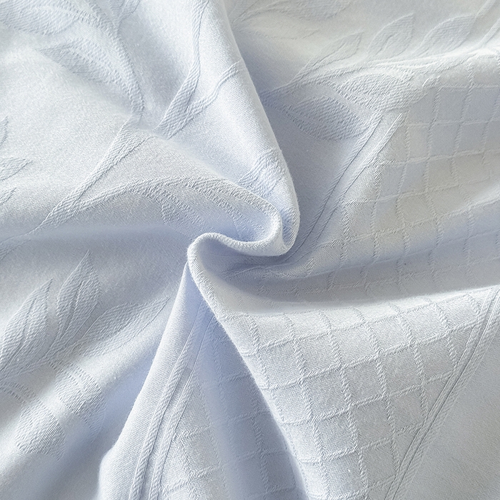 91家纺网 家纺一手货源 找家纺 梵克保罗 2026新款全棉60S长绒棉立体厚织提花四件套 芊芊叶语-云水蓝