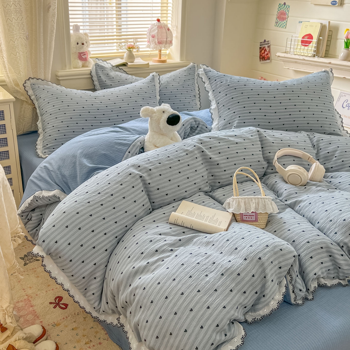 91家纺网 家纺一手货源 找家纺 晚爱家纺（原晚安家居） 2026新款蕾丝刺绣花边韩版少女公主风三层纱四件套 雨爱